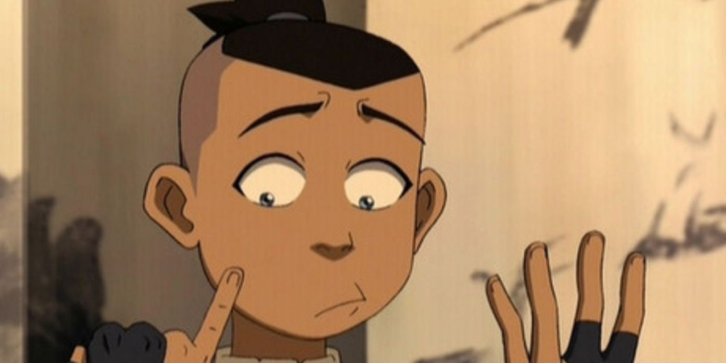 Image of Sokka (from the Avatar – Legend of Aang TV series) counting syllables on his fingers after fucking up in the Haiku duel with Madame Macmu-Ling.